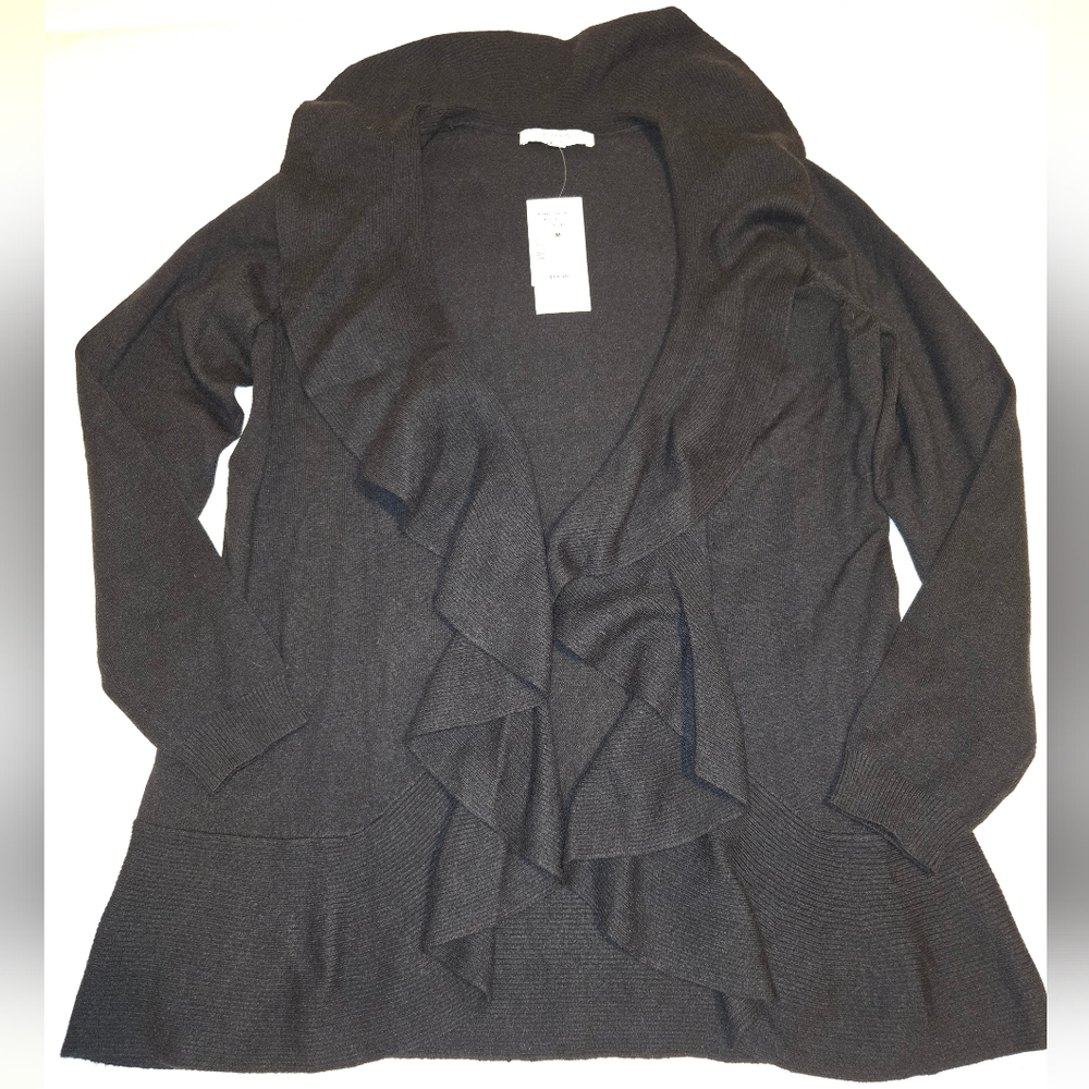 Cleo Black Ruffle Cardigan Size Medium